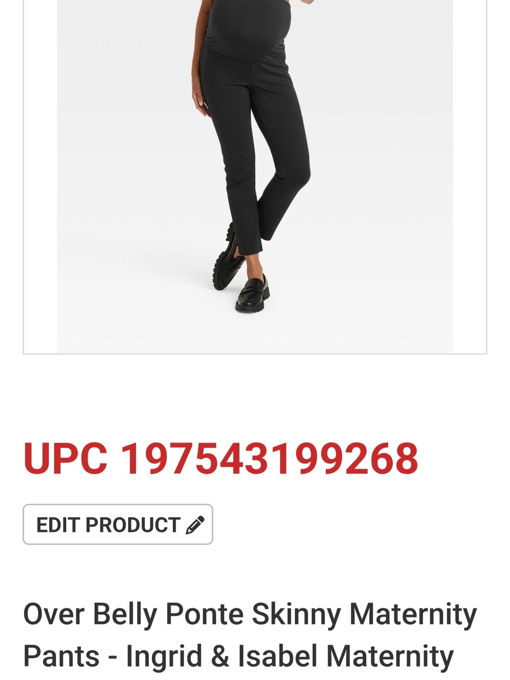 Black Over-Belly Ponte Skinny Maternity Pants